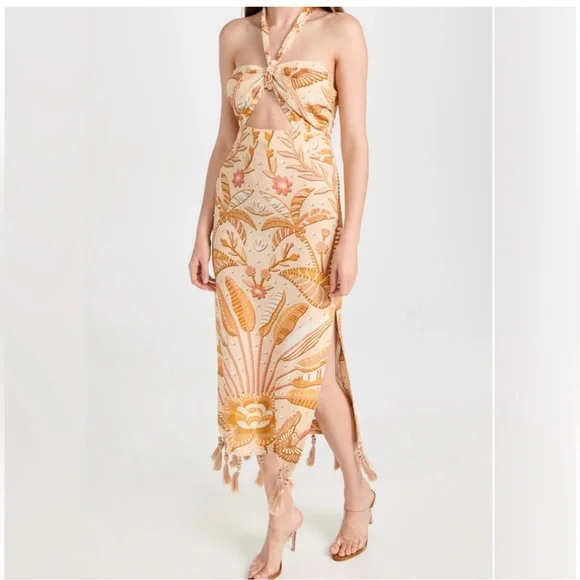 COPY - farm rio jungle chic sand dress size medium - Picture 2 of 5